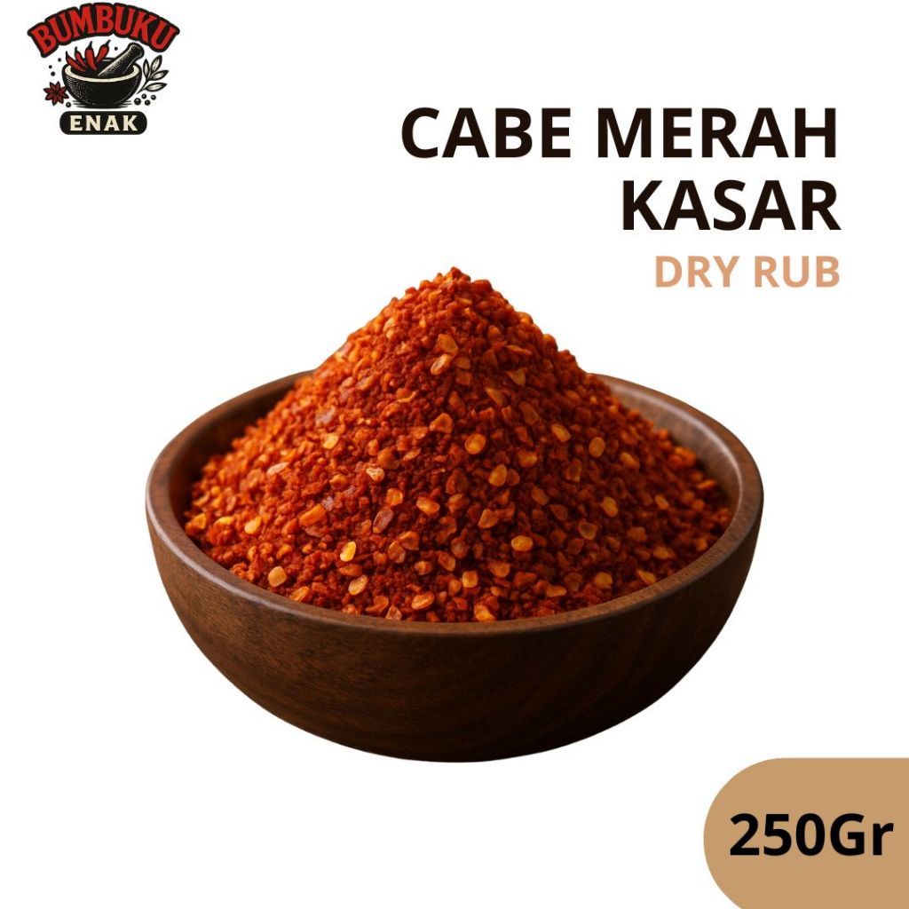 

Bumbu Tabur Cabe Merah Kasar 250gr Pedas Nampol | Dry Rub Serbaguna untuk Masakan & Camilan