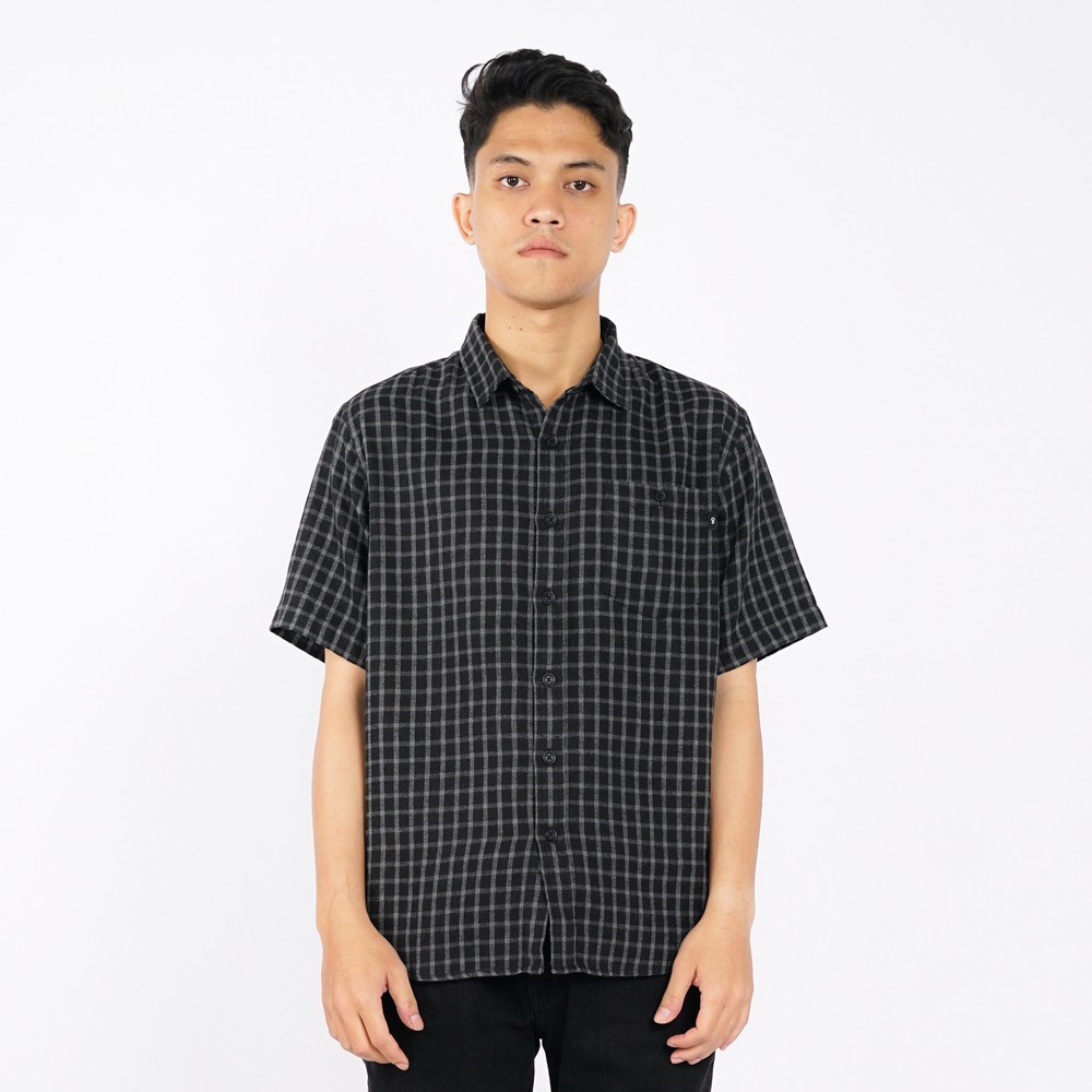 Greenlight Kemeja Kotak-Kotak Pria Lengan Pendek Regular Fit Katun Plaid Percy HP-010625