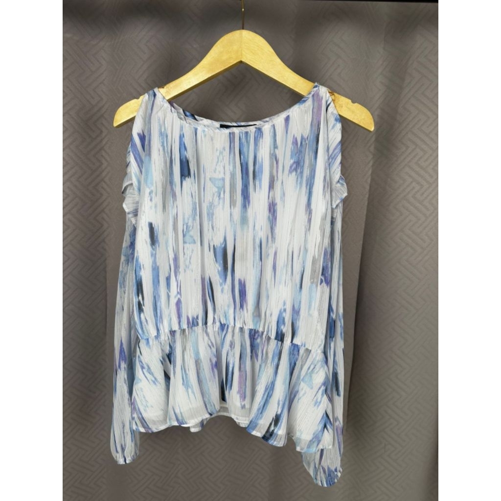 OLA DKNY Watercolor Pleated Blouse