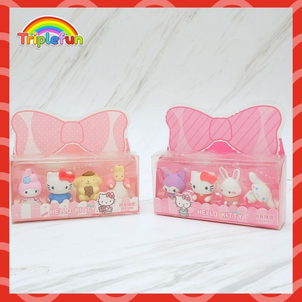

Penghapus 3D Sanrio Hello Kitty 4 Karakter CookiE Erasers / Penghapus Sanrio Pompurin Hapusan Pensil