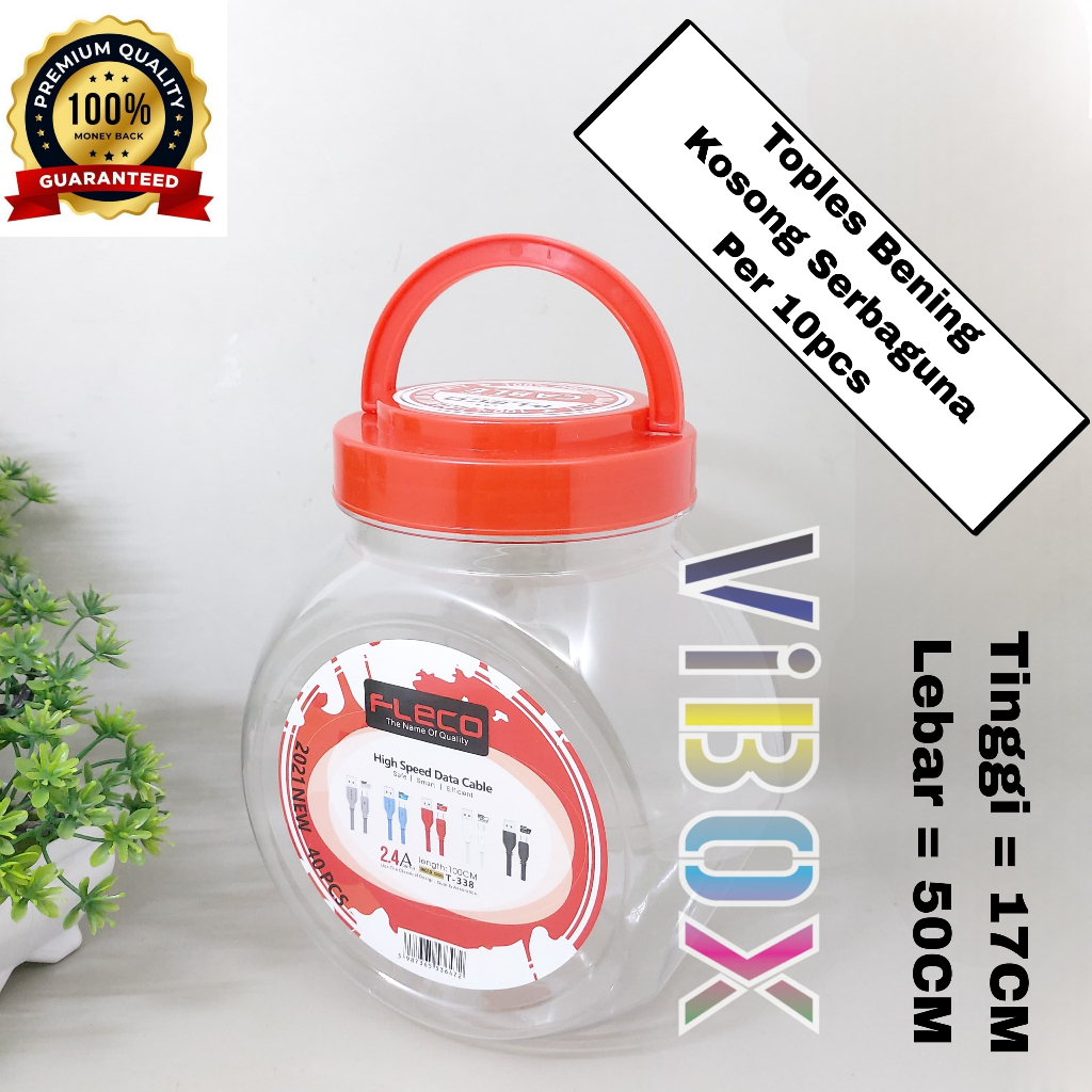 

( 10Pcs ) Toples Bening Kosong Kabel Data Fleco T-338 Toples Bulat Kosong Wadah Penyimpanan Kapasitas Besar Serbaguna [RAG]