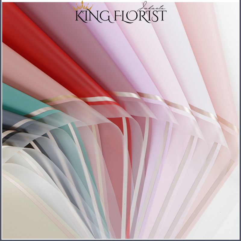 

Kertas bunga cellophane flower wrapping Paper Varian List Gold Frame Transparan Florist Kertas Kado 6013