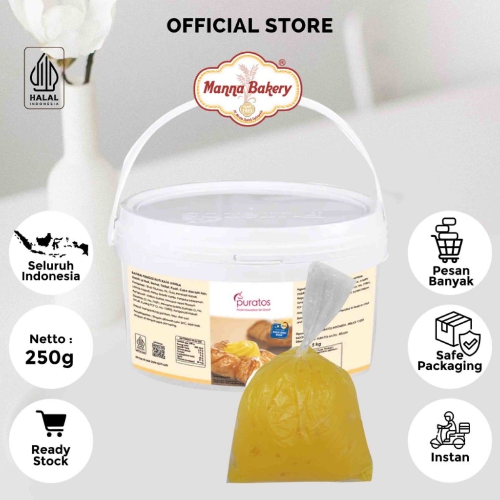 

Puratos Cream filling kemasan repack 250 Gr / Kemasan ecer cream puratos termurah 250gr vanilla / vla vanilla
