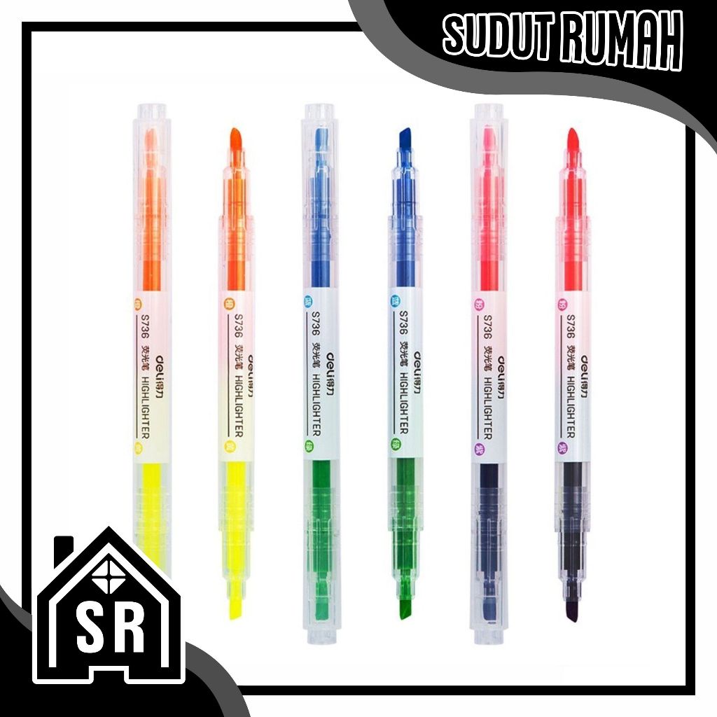 

SR 1PCS Highlighter 2 sisi Warna Warni Highlighter 2 Arah Set Highlighter Dua Sisi Warna Pen S010