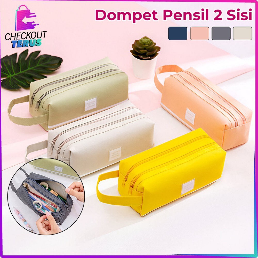 

EC CT A80 Tempat Alat Tulis Perlengkapan Sekolah 2 Sisi Serbaguna Kotak Pensil Tempat Bolpen Pen Make Up Pouch Kosmetik Travel Stationery