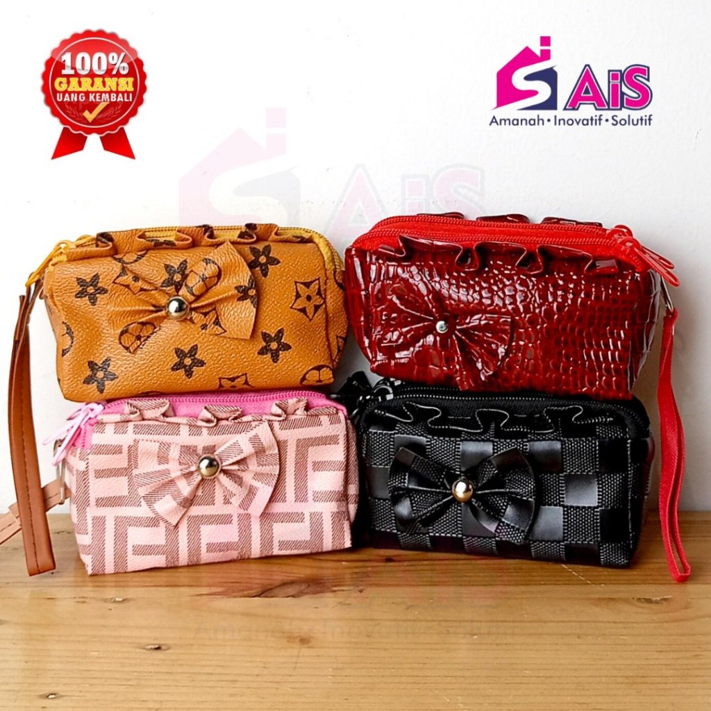 DOMPET ELEGAN WANITA DOMPET KOIN 3 SEKAT DOMPET REMPEL PITA DOMPET PREMIUM DOMPET UANG