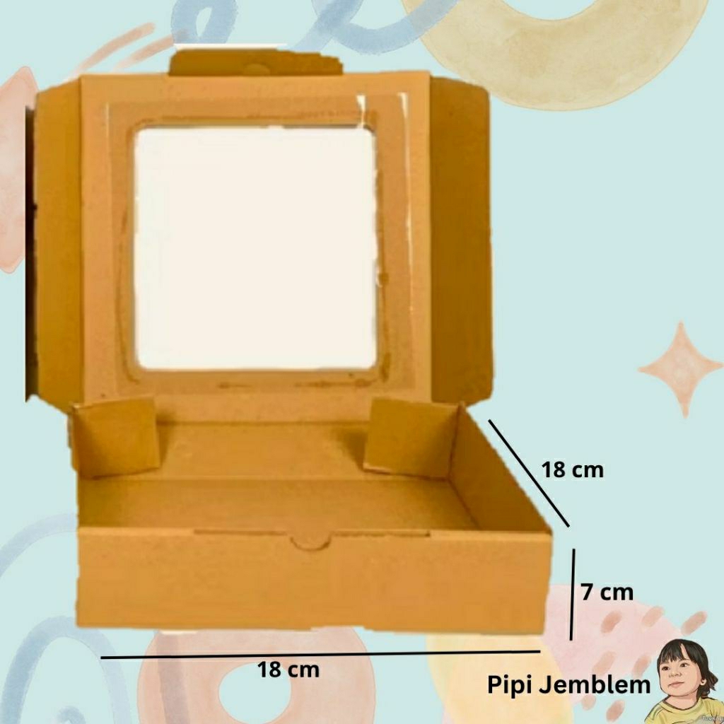 [18x18x7] box kotak kue brownies tutup mika