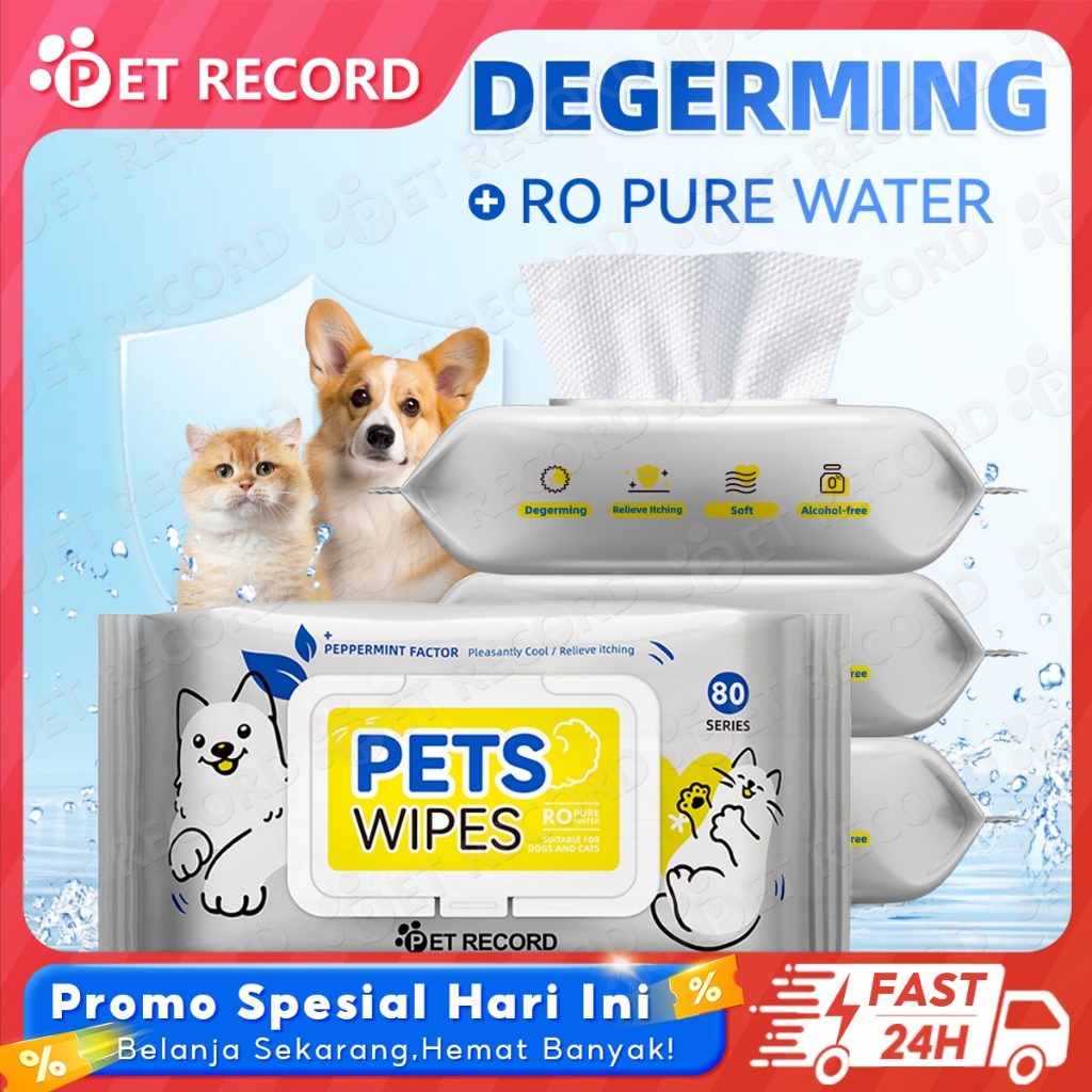 Pet Wipes Tissue Basah Kucing Untuk Mandi Tisu Kucing Basah Grooming Hewan Tissue Basah Bayi