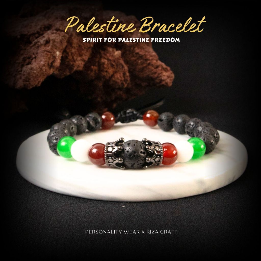 PALESTINE BRACELET - Gelang Batu Alam Kristal Akik Giok Hijau Putih Red Garnet Merah Siam Delima Lav