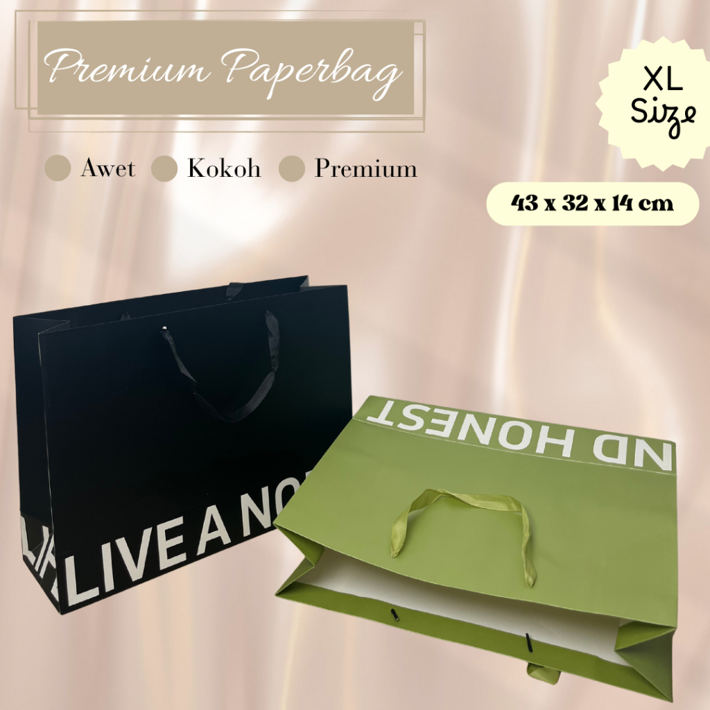 

(COD) PaperBag Premium XL Size (Tulisan) Bahan Tebal 43x32x14 cm