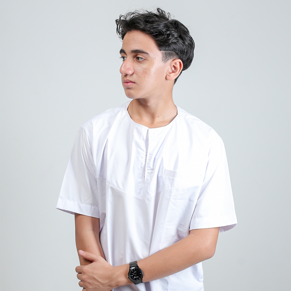 Koko Oman Sultan Lengan Pendek Tanpa Kerah Baju Koko Polos Pria Dewasa Santri Pria