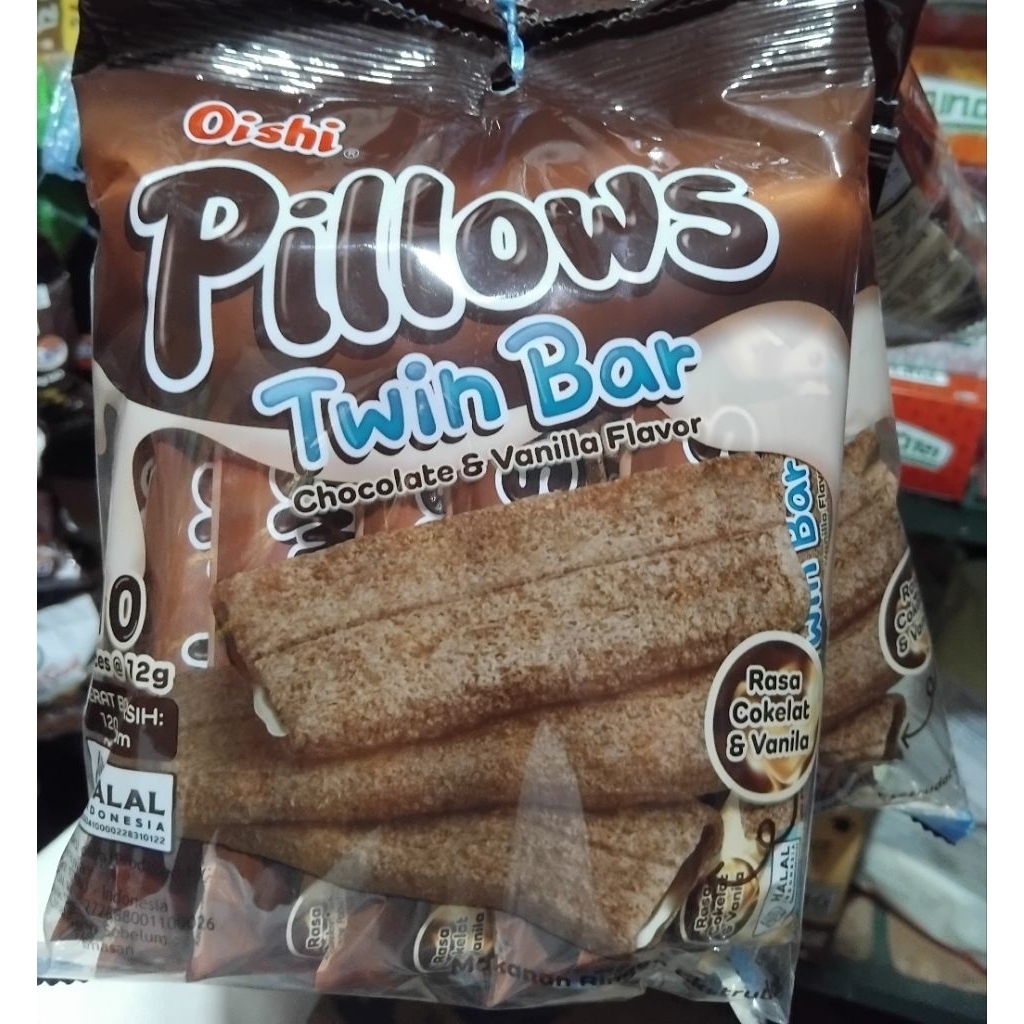 

Oishi Pillows Twin Bar Chocolate & Vanilla Flavor (isi 10)