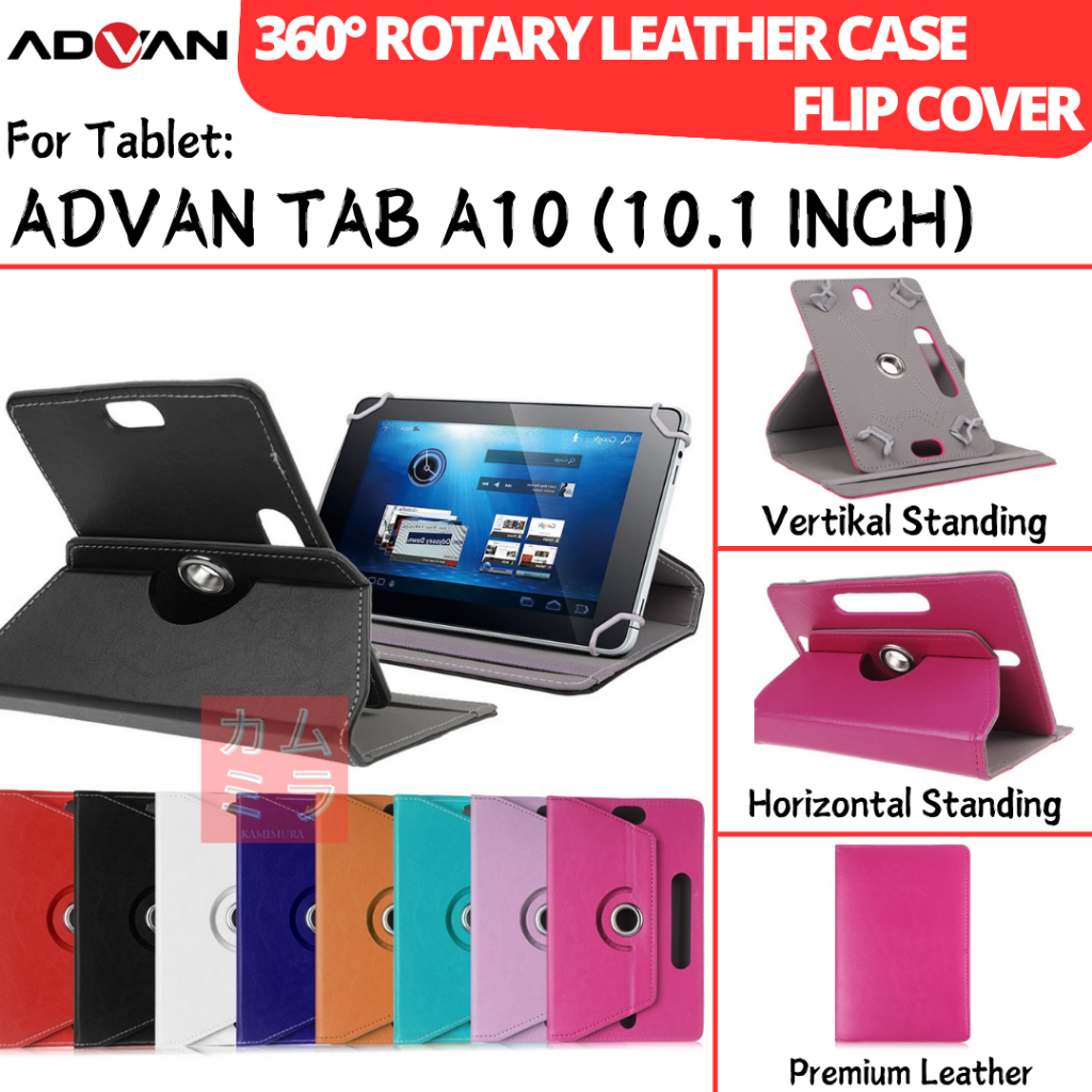 ADVAN TAB A10 10.1 INCH BOOK COVER 360 ROTATING CASE LEATHER FLIP CASING