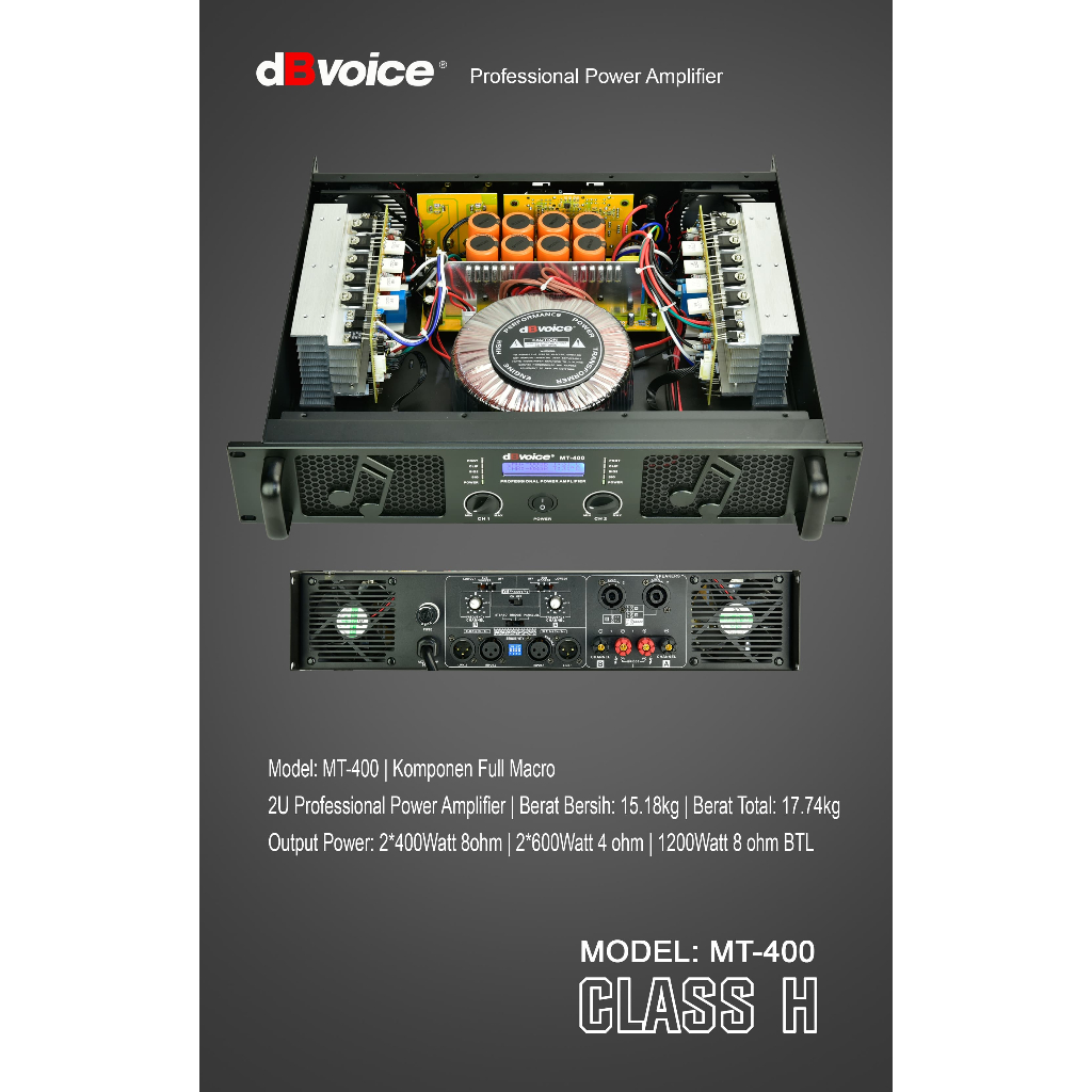 MT-400 POWER AMPLIFIER DBVOICE CLASS H ORIGINAL  / POWER AMPLIFIER CLASS H / MT400 DBVOICE