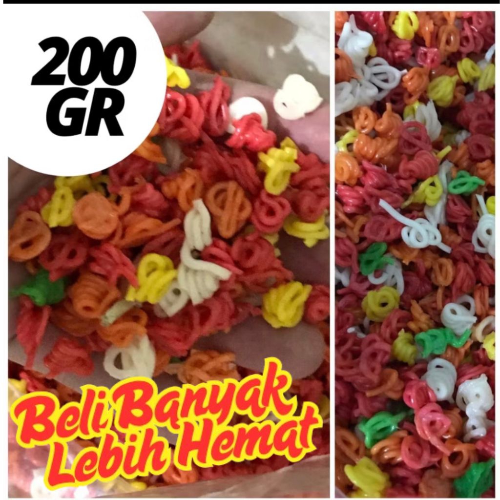 

KERUPUK SEBLAK MENTAH / KRUPUK KERING / KERIPIK KERUPUK RANTAI / KEONG WARNA 200 GR