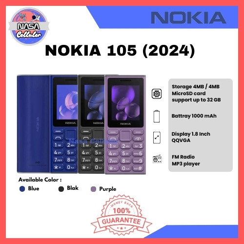 Hp Nokia 105 (2024) & Nokia 105 (2023) - Garansi Resmi TAM 1 Tahun