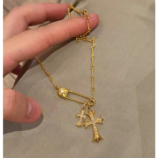 【17K / 750 emas asli / kadar 】Kalung gantung salib