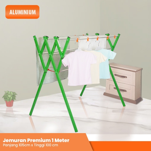 JEMURAN BAJU Jemuran Pakaian Baju Rak Handuk Aluminium Lipat Besar 1 Meter Full Pilihan Warna GRATIS