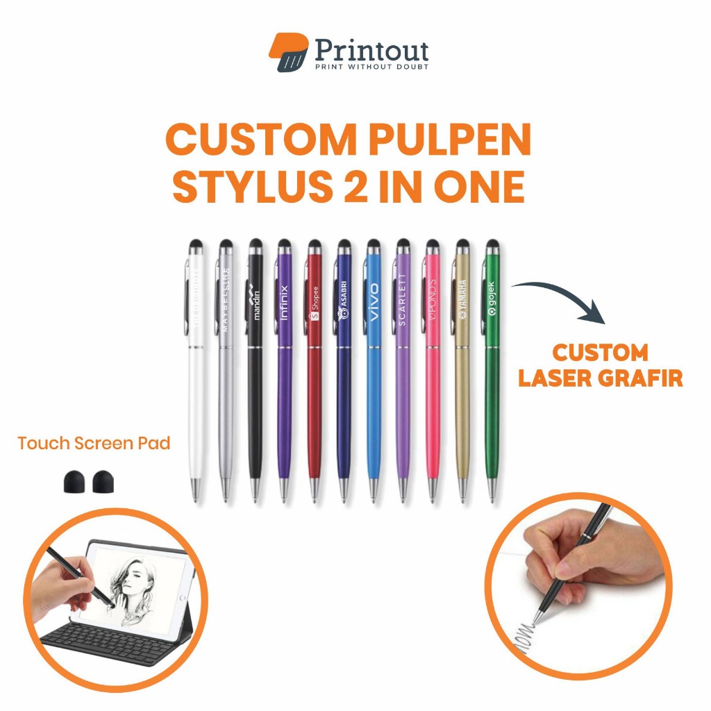 

Printout Custom Pulpen Stylus 2 In 1 | Cetak Custom Pulpen Desain Logo & Nama | Pulpen Souvenir | Pulpen Promosi | Pulpen Hadiah