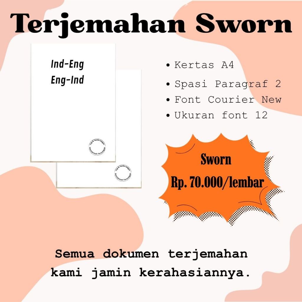 

PENERJEMAH TERSUMPAH - Terjemahan Sworn Indonesia - Inggris