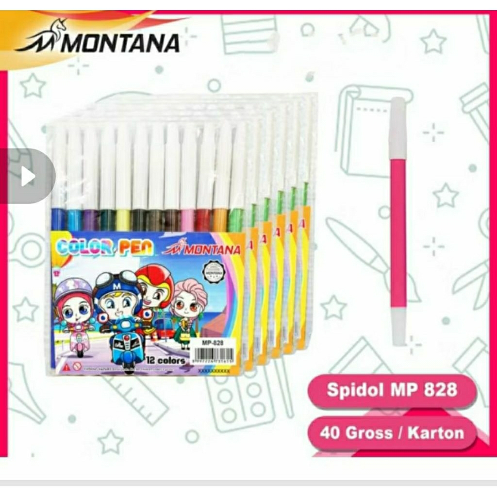 

Spidol montana / spidol kecil 12 warna / alat tulis / perlengkapan sekolah