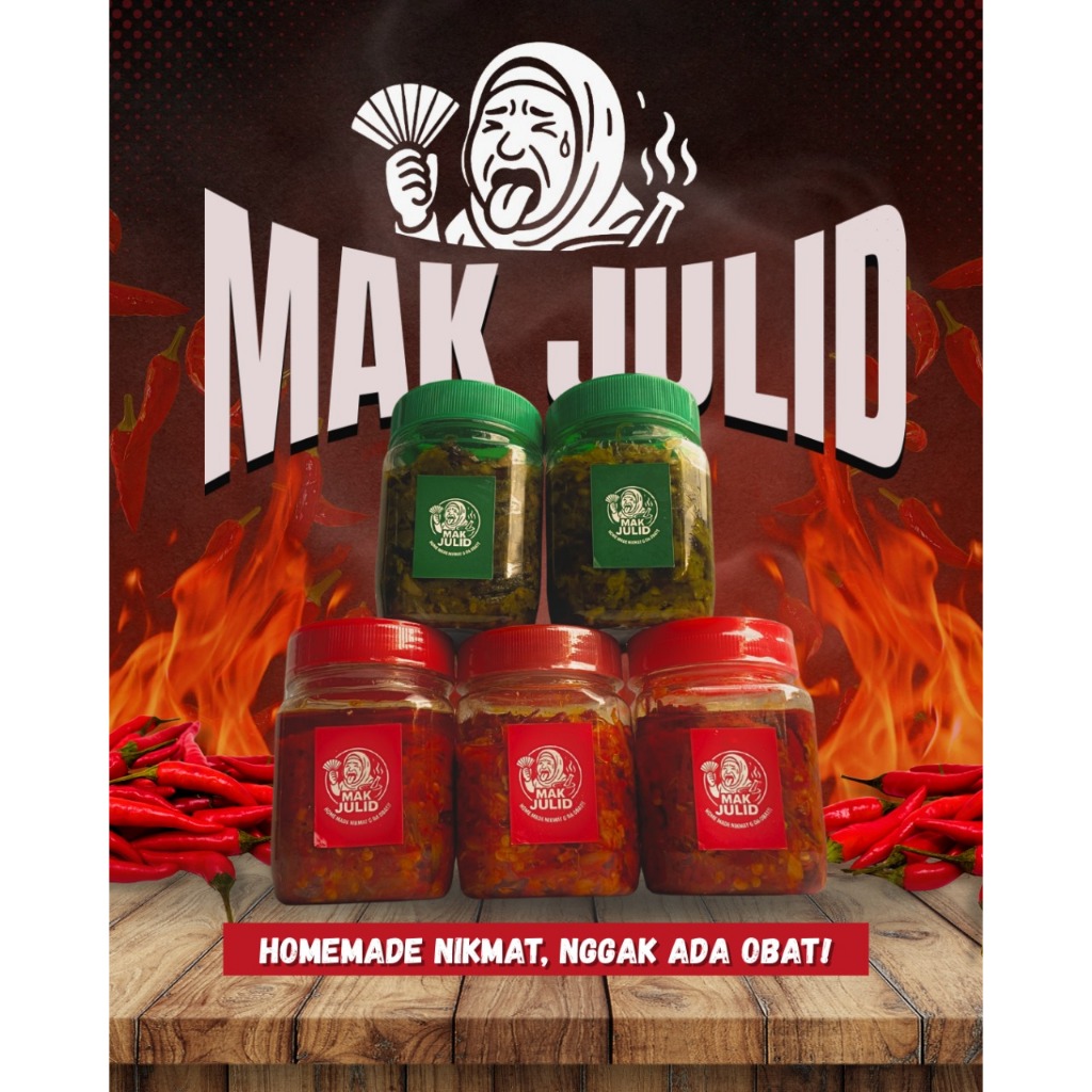 

Sambal Bawang Mak Julid, Harga Grosir 10 Pcs isi perbotol 150ml Bisa Mix Rasa.