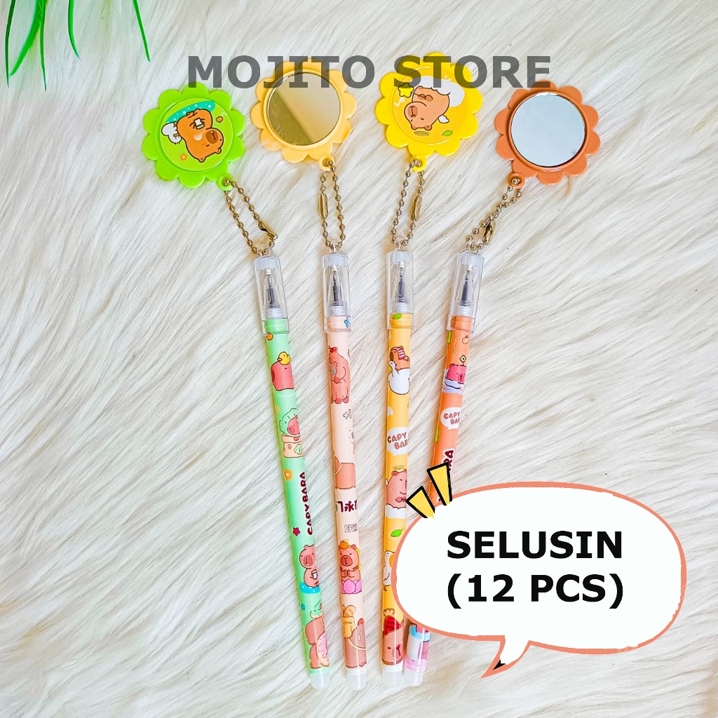 

(12 PCS) Pulpen Gantungan Cermin Capybara Pen Pena bolpen Alat Tulis Bolpoint Murah Pen Gel tinta