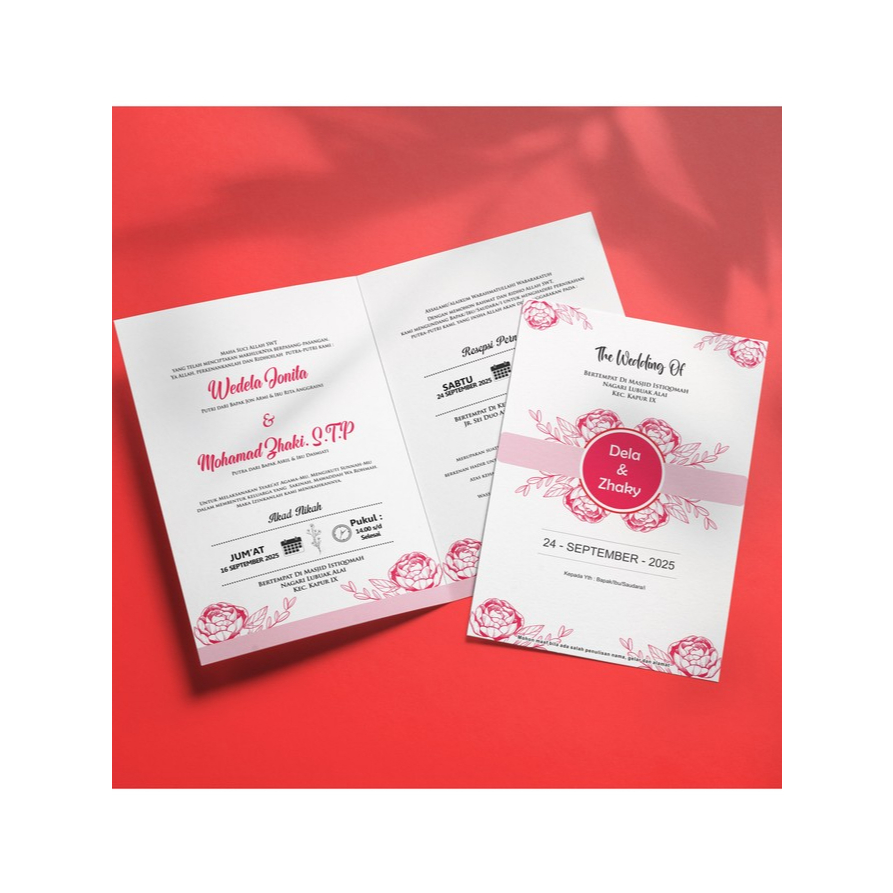 Undangan Pernikahan Lipat 2 – Desain Elegan, Harga Bersahabat Soft Pink