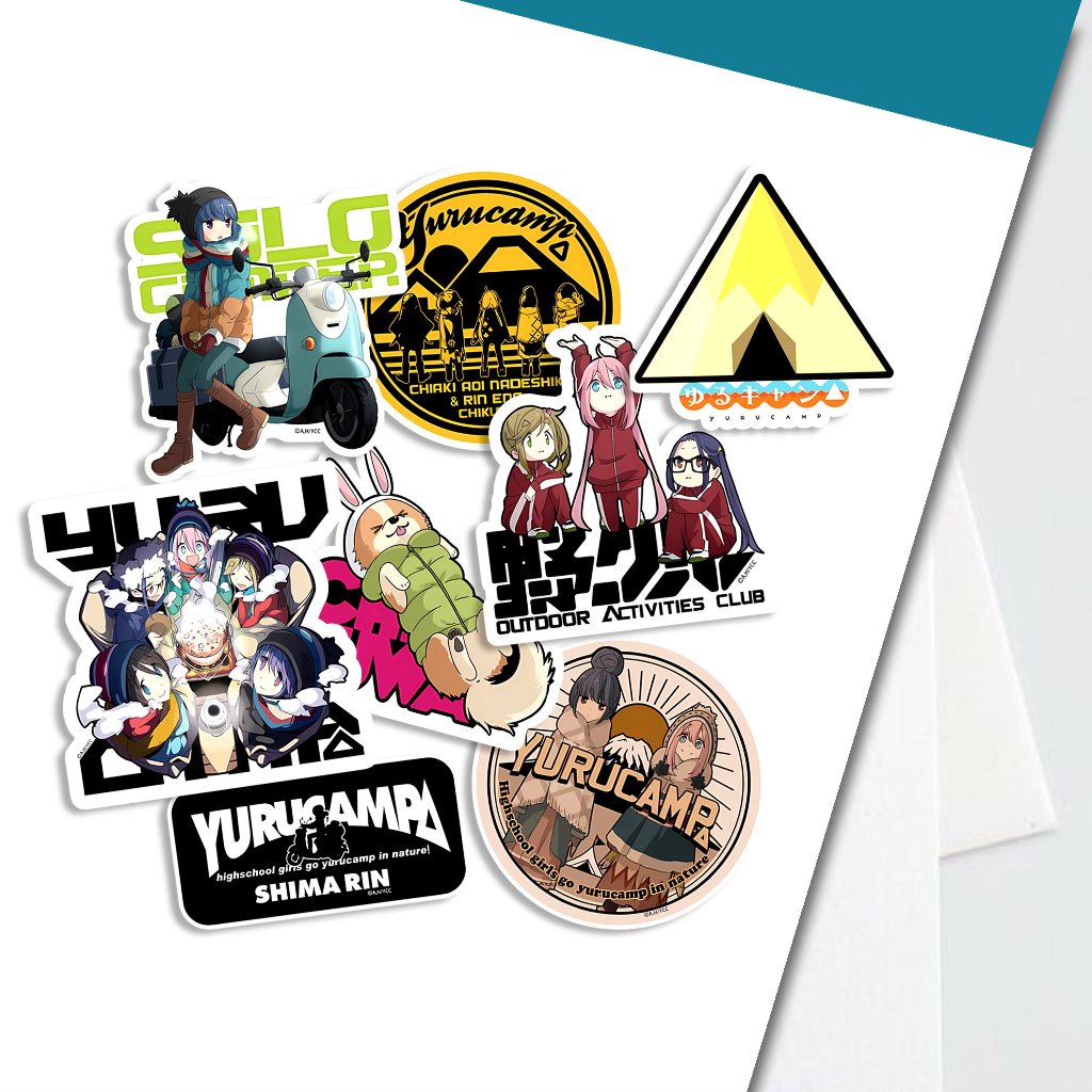 

Sticker Anime Yuru Camp Aesthetic Stiker Waterproof (8pcs)