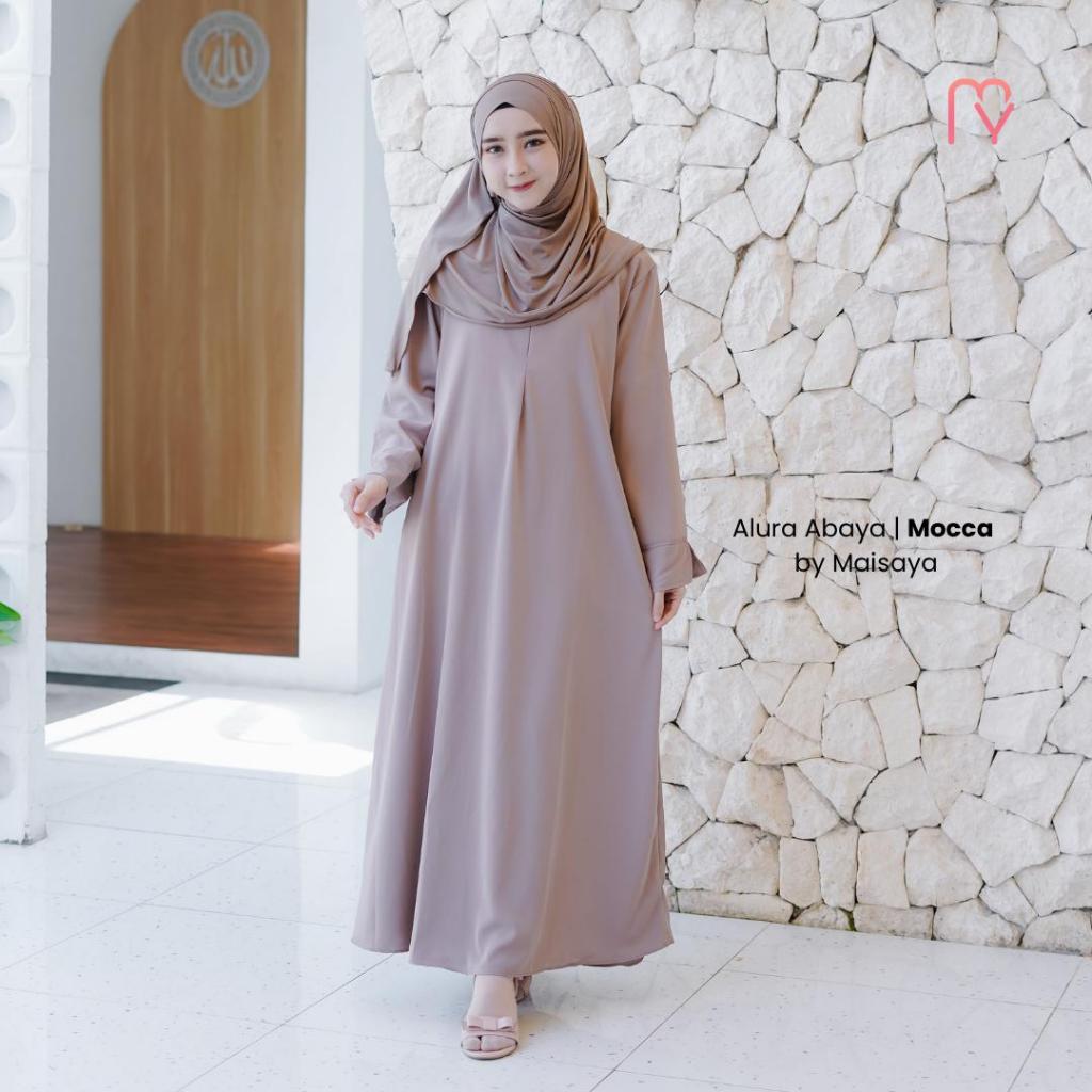 Maisaya Alura Abaya - Abaya Polos Warna Mocca Bahan Hokkaido Anti UV Abaya Haji Gamis Syari Wanita