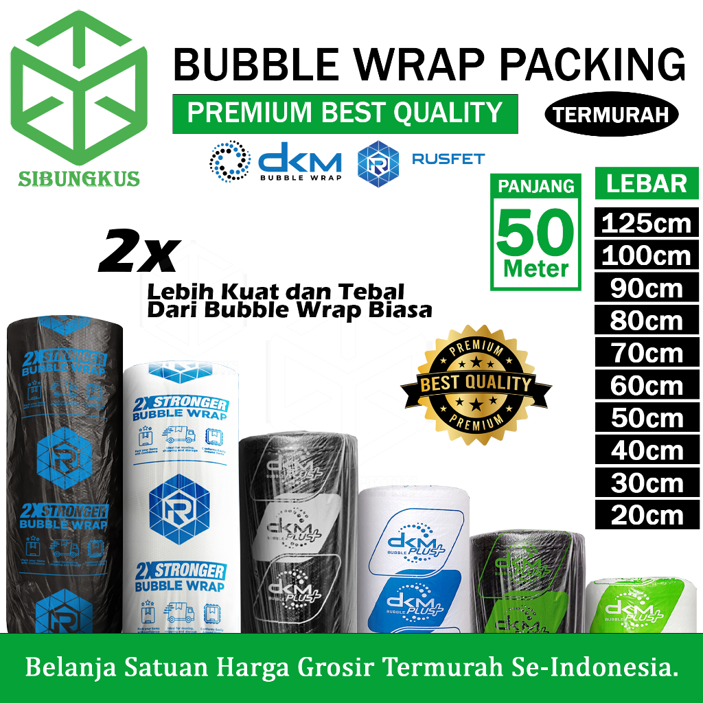

Plastik Bubble Wrap 125cm X 50m Dkm Plus Bubblewrap Premium Roll Packing
