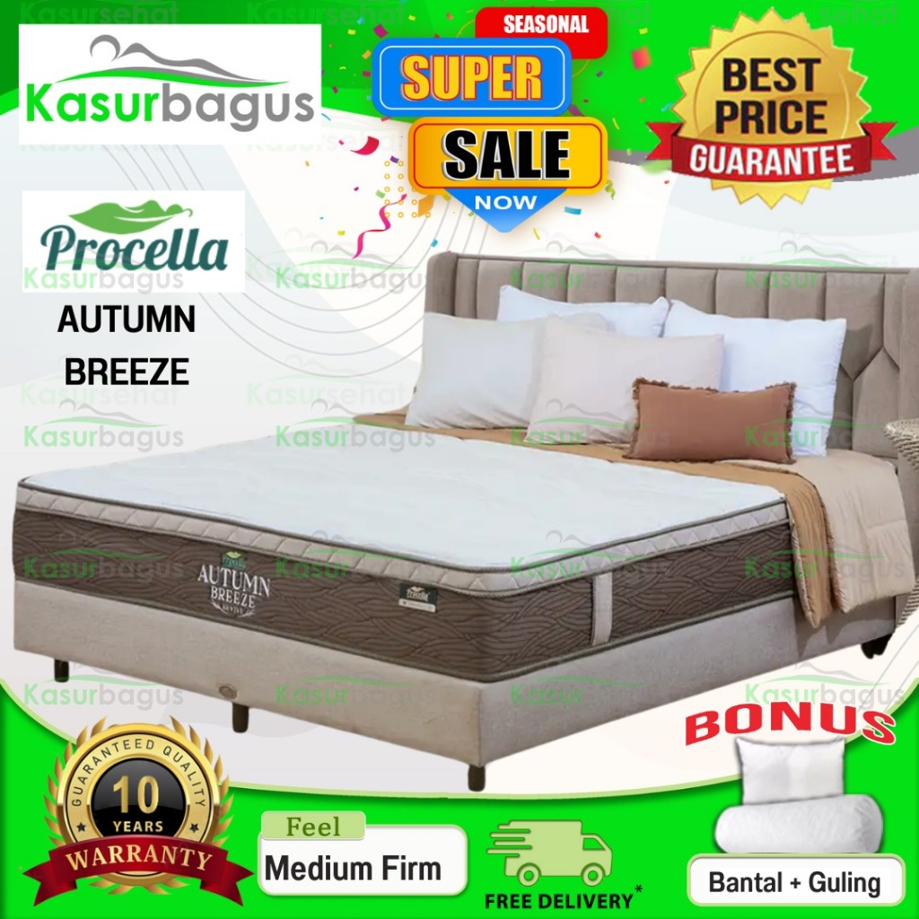 Procella Kasur Springbed Autumn Breeze Spring Euro Top - Full Set lengkap Divan dan Sandaran ukuran 