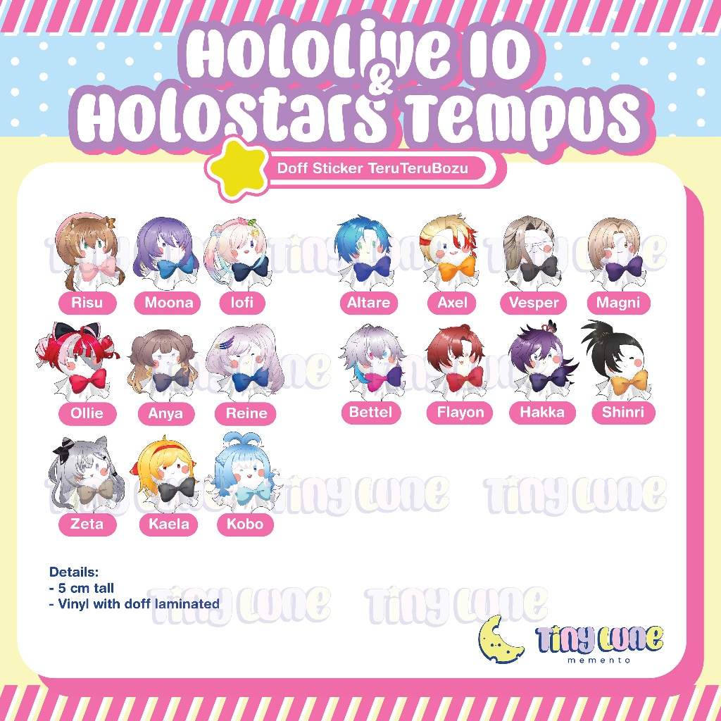 

[Doff Sticker] HololiveID & HolostarsEN Tempus TeruTeruBozu Doff Sticker (Minimal pembelian Rp.15.000)