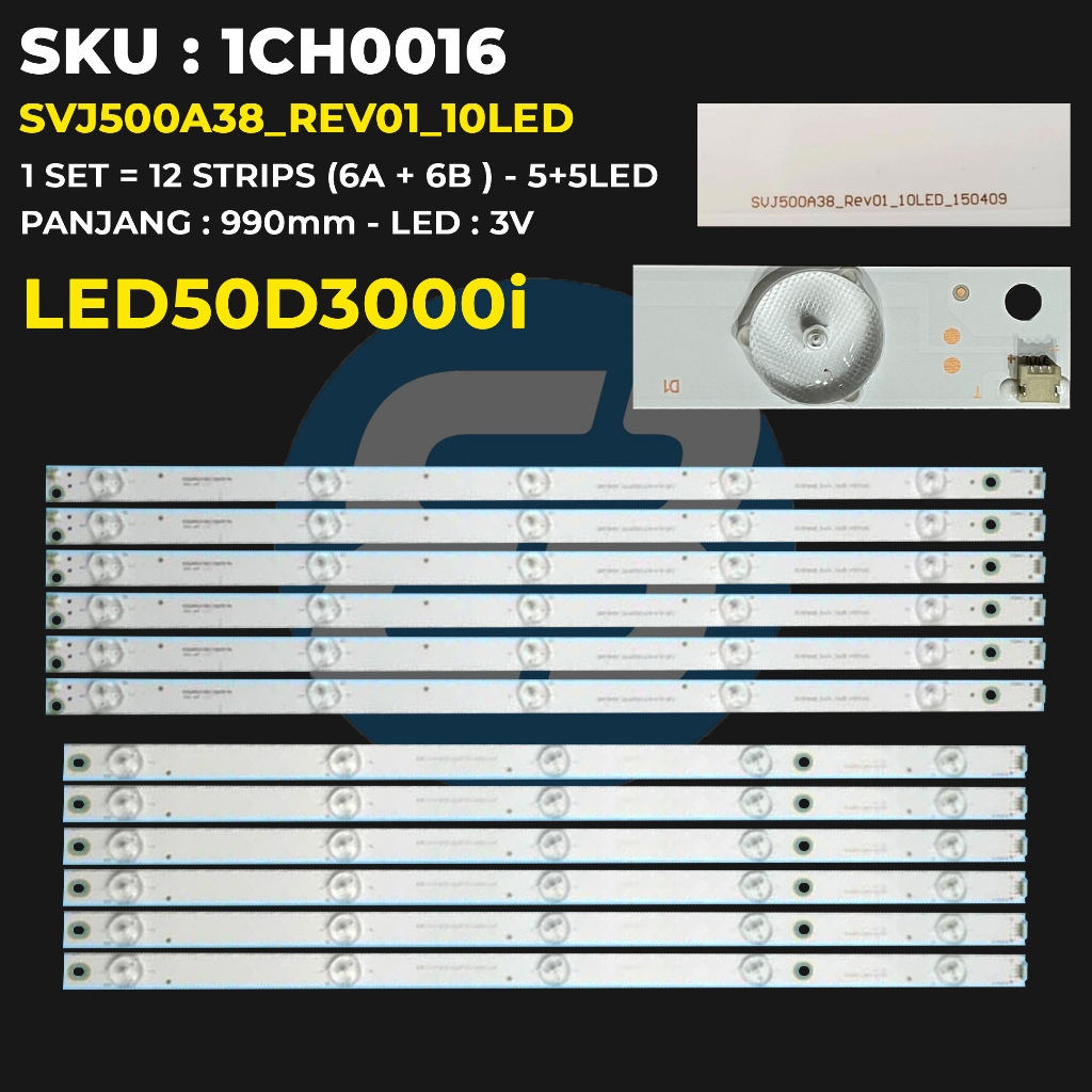 Backlight TV Changhong 50 Inch LED50D3000i 50D3000i SVJ500A38_REV01_10LED