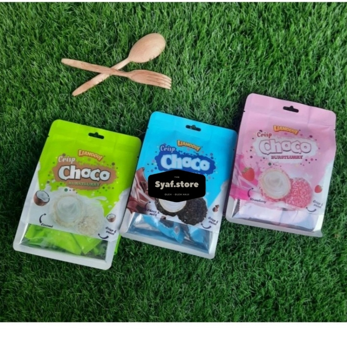 

WAFER BULAT SALUT COKLAT SUSU/ STRAWBERY/ COCONUT LIANGGUI CRIPS CHOCO BURSTLURRY 80 gr HALAL