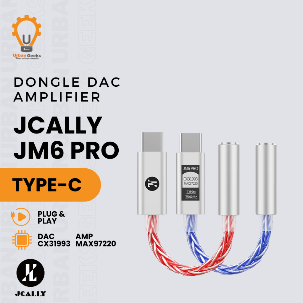 JCALLY JM6 PRO Audio DAC Adapter Converter Jack 3.5mm to Type C