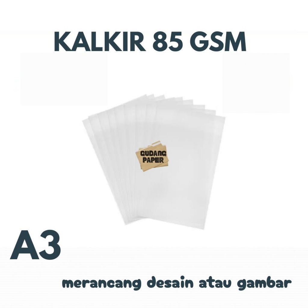 

Kertas Kalkir 80-85 GSM A3 isi 50 Lembar / Kertas Kalkir Tracing Paper Transparan / Kertas Kalkir A3