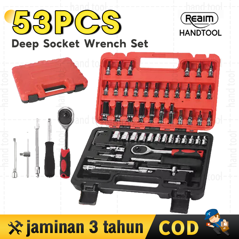 Kunci Sok Set 53pcs Kunci Mata Sok Kunci Shock Set Lengkap Kunci Mata Sok 53 PCS Set Socket (1/4 ")