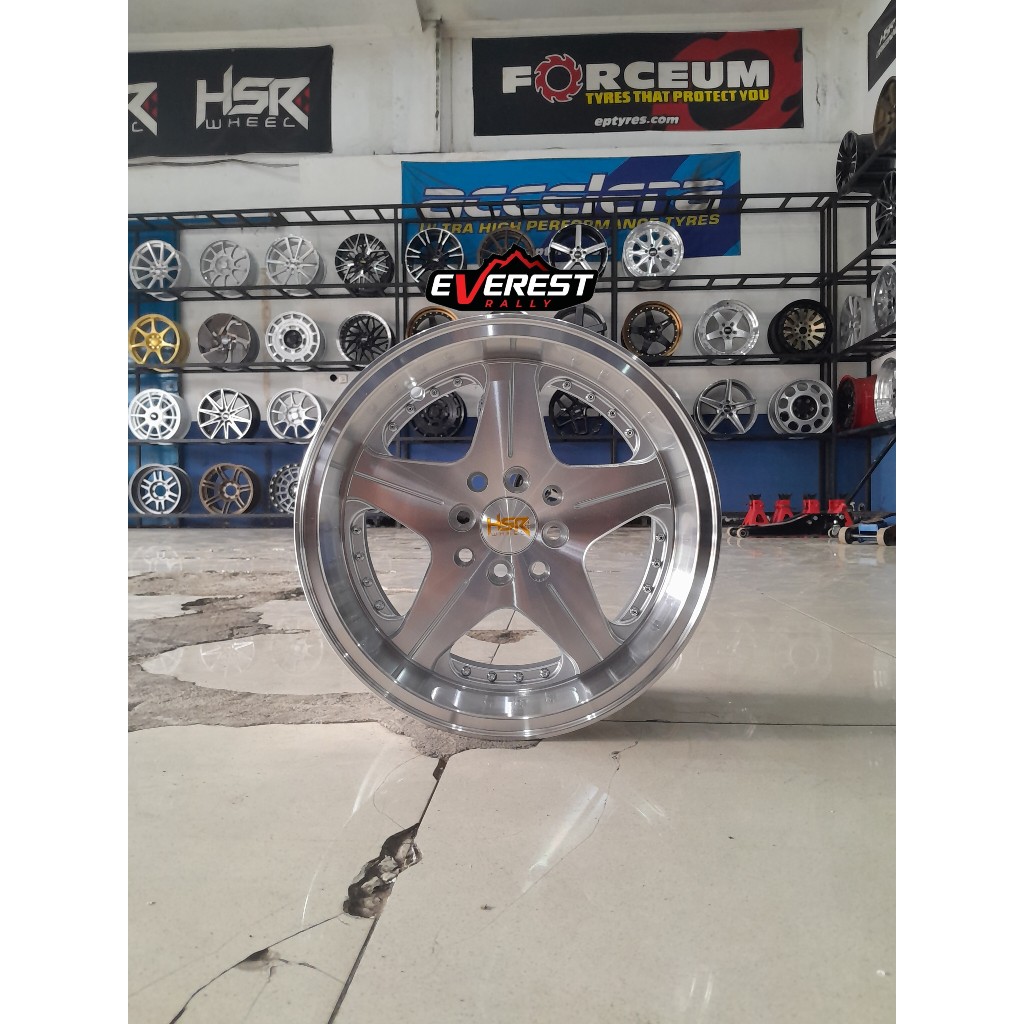 Velg Hsr Anambas ring 15 lebar celong 7/8,5 holle 4x100 dan 4x114,3 warna polish /  mobil civic r15