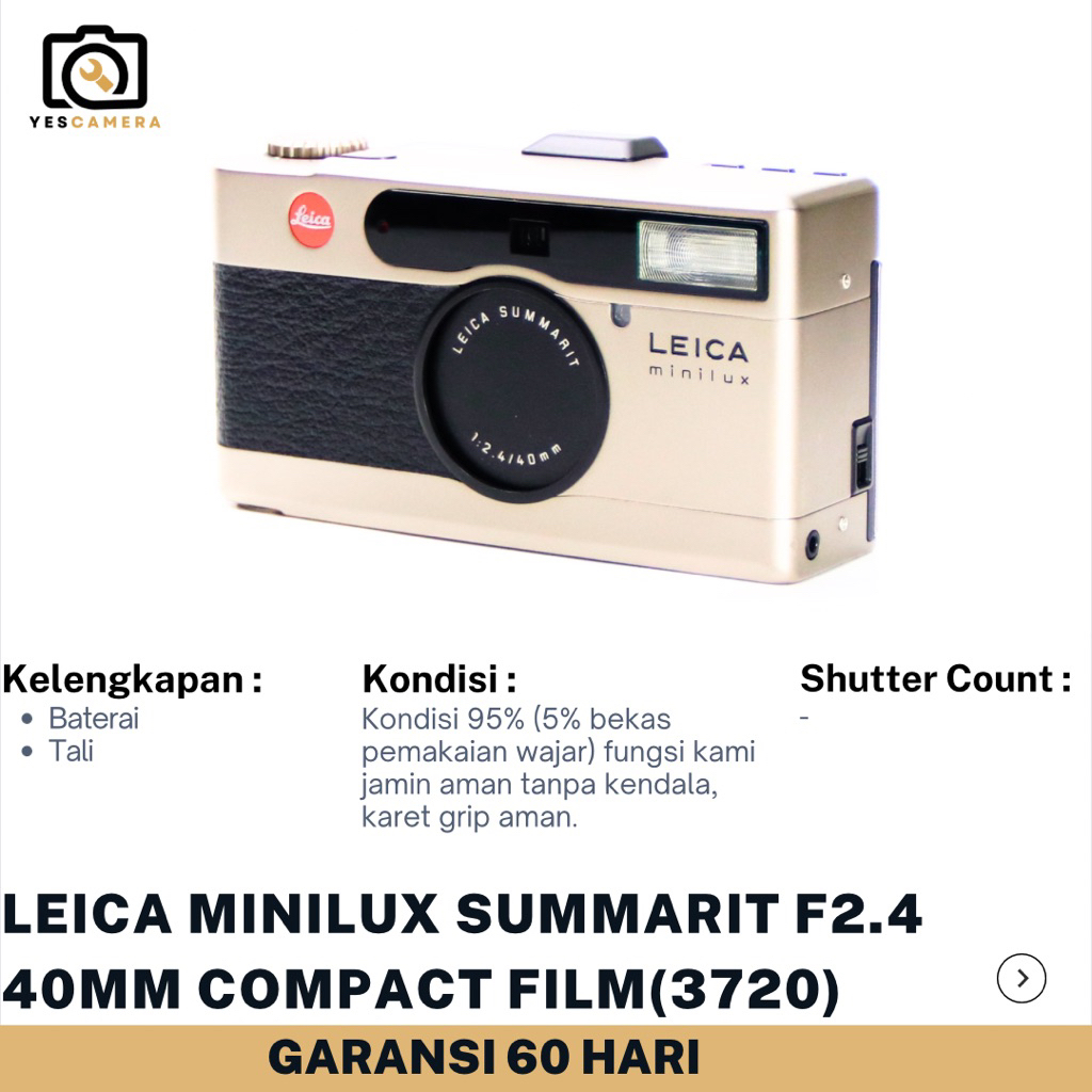 Analog Leica Minilux 40mm f/2.4 (Bekas) - Titanium Film Point & Shoot Camera - Unit Only (3720)