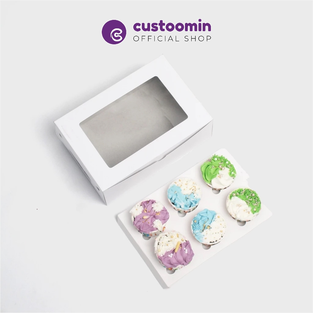 

2517DP Kardus Cupcake Putih isi 6 25x17x9 cm - Box Cupcakes 6 Putih - Box Cupcake Putih