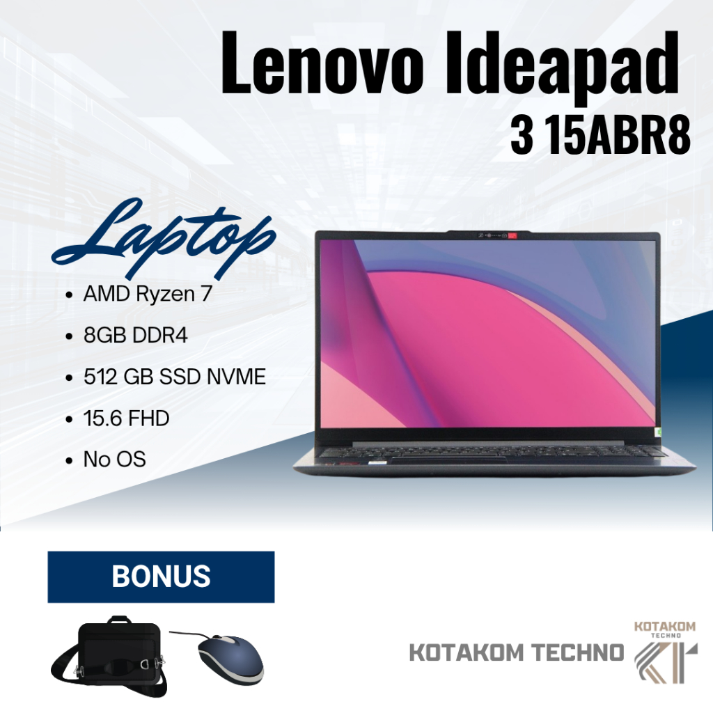 LAPTOP Lenovo Ideapad 3 15ABR8 / Ryzen 7 7000 Series / RAM 8GB / SSD 512GB / No Os