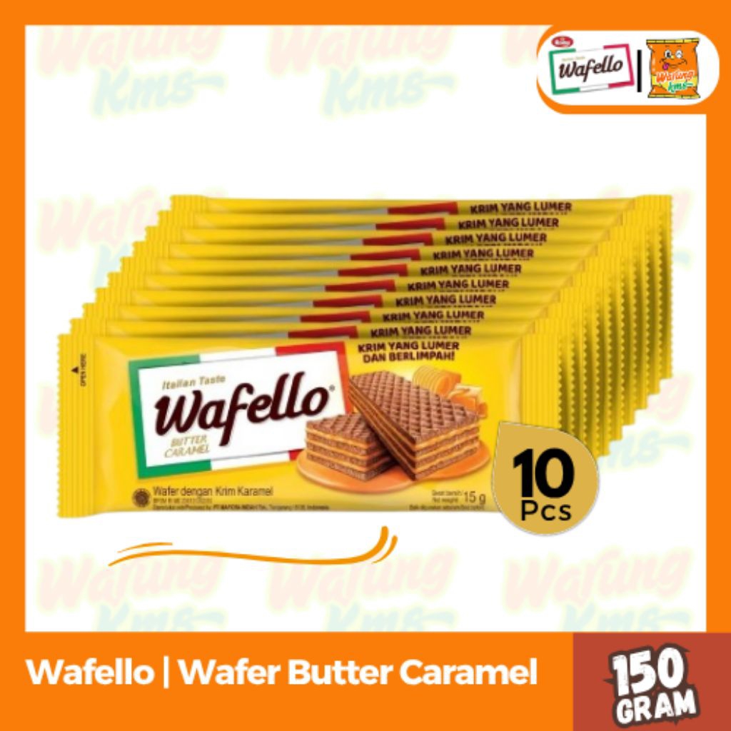 

Wafello Wafer Butter Caramel Renceng isi 10pcs @15g Renyah