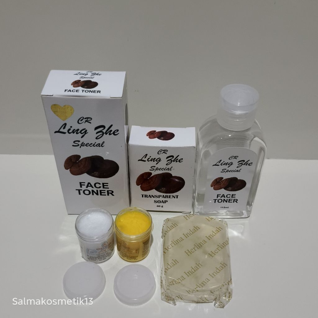 Paket Cream Lingshi 4In1 Original // Cream siang, malam, sabun lingshi, toner