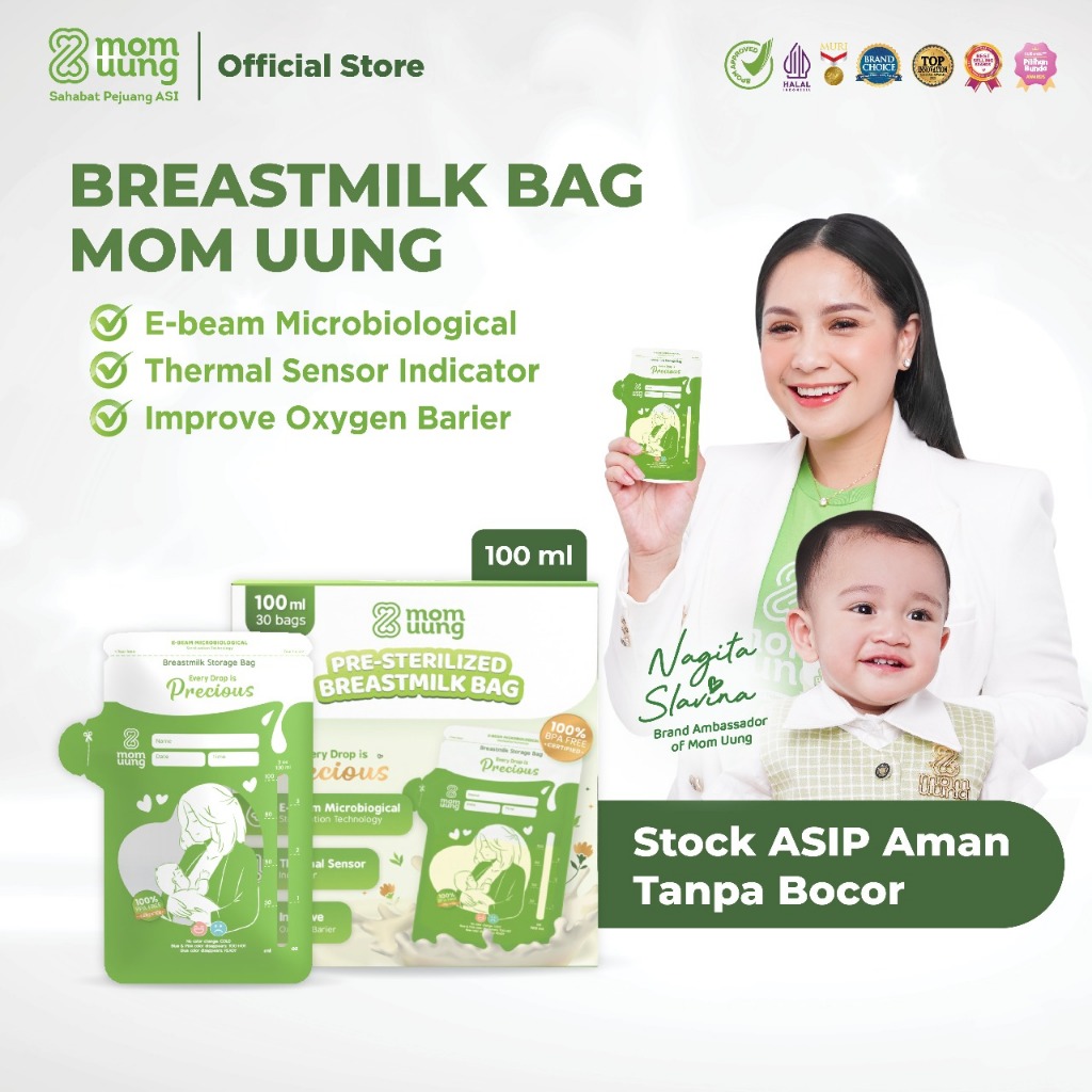 Mom Uung Kantong ASI 100ml isi 30pcs Double Zipper | Pre-sterilized Breastmilk Bag | Ada Indikator S