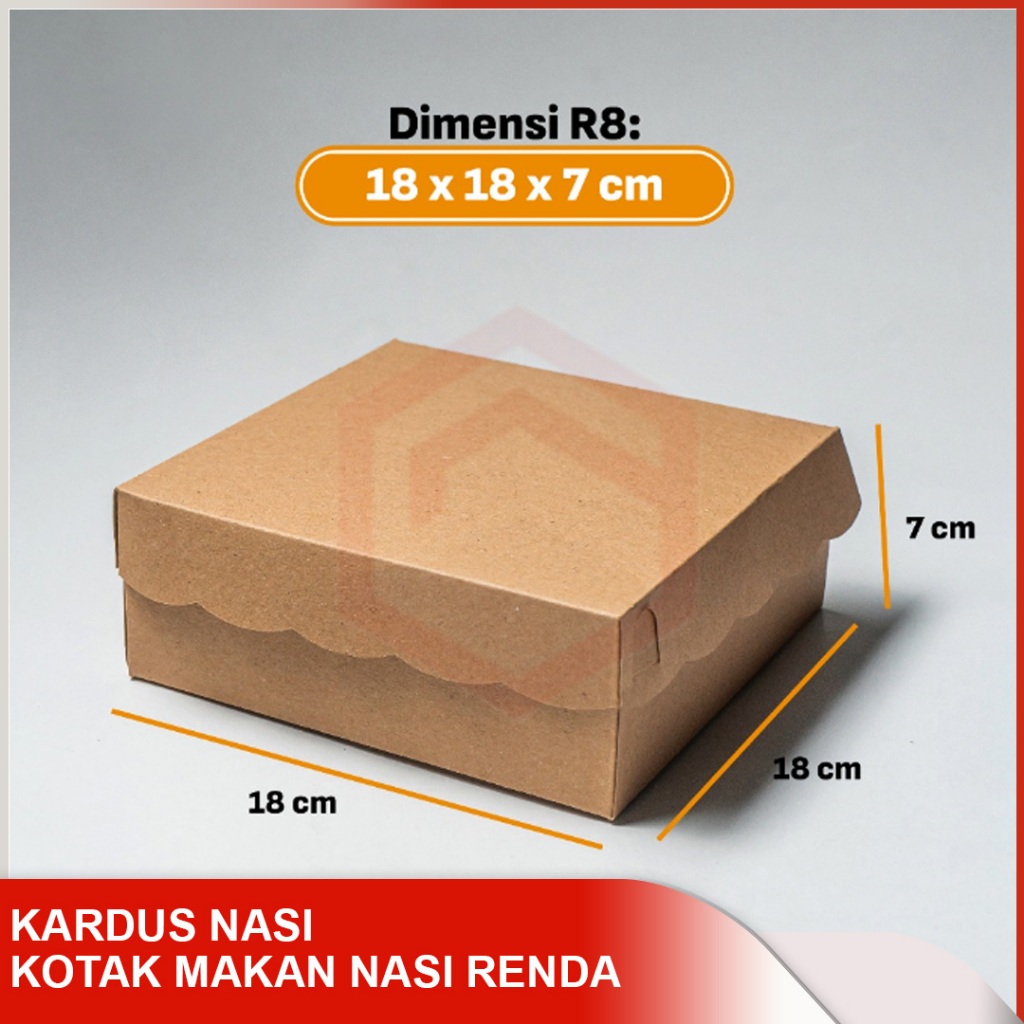 

(1 Pack/Isi 100 Pcs) Kotak Dus Kue / Dus Makanan R8 Kraft (18 Cm X 18 Cm X 7 Cm) Non Laminasi PREMIUM QUALITY