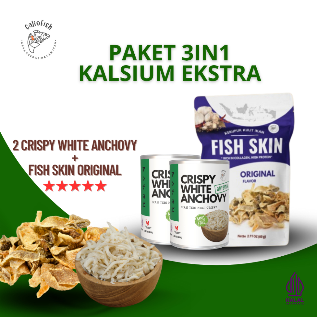 

Caliofish Paket 3IN1 Fish Skin & Teri Crispy Original Non MSG MPASI Anak