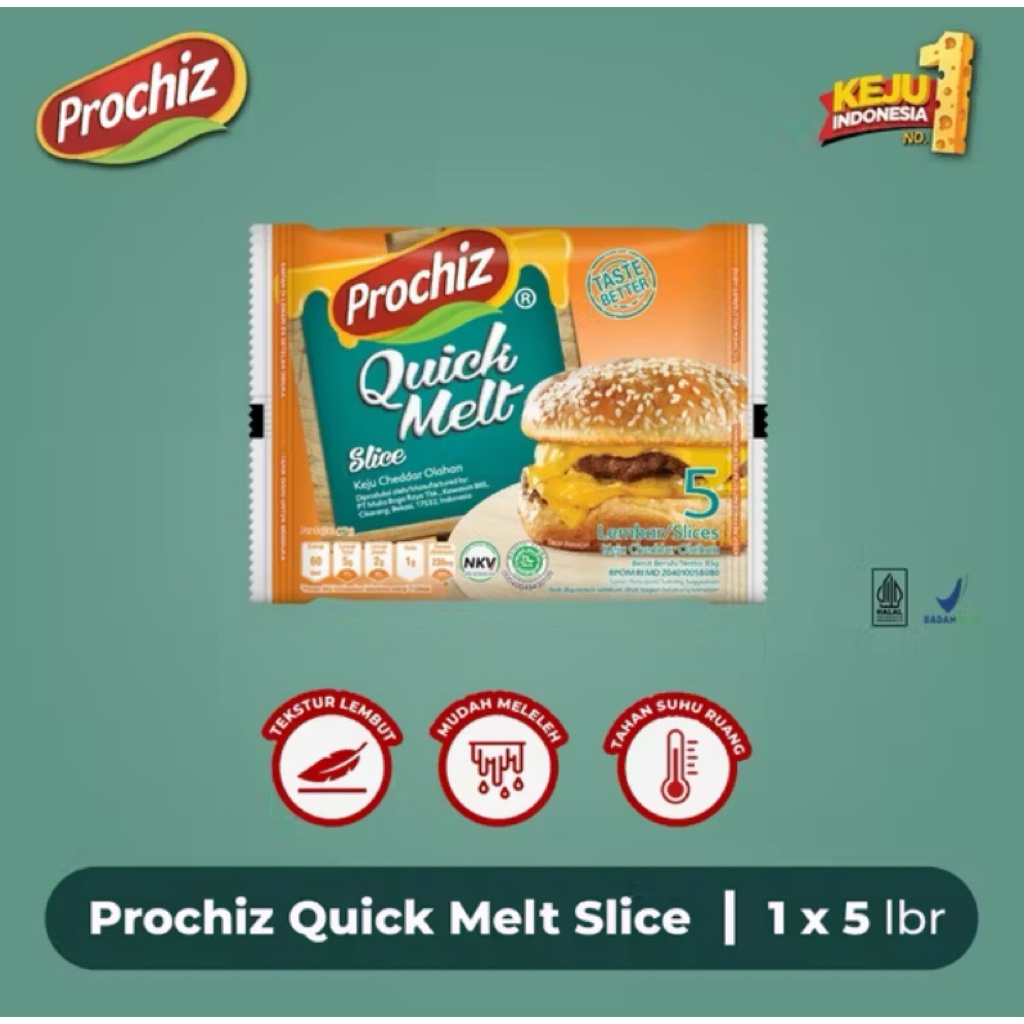

Prochiz Quick Melt Slice 5 Lembar – Leleh Sempurna, Rasa Juara!