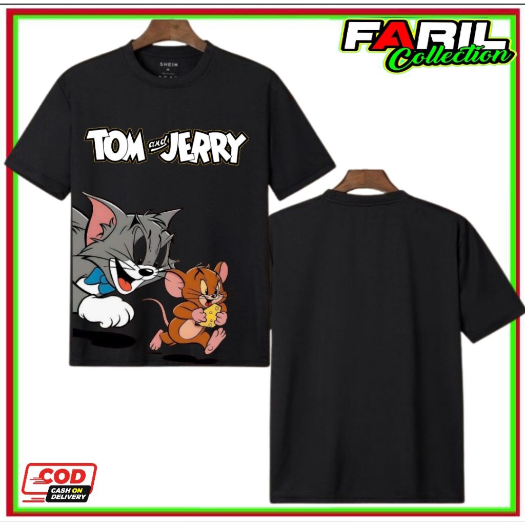 Baju Kaos T-Shirt TOM AND JERRY Cotton 30s Ukuran Anak Dan Dewasa