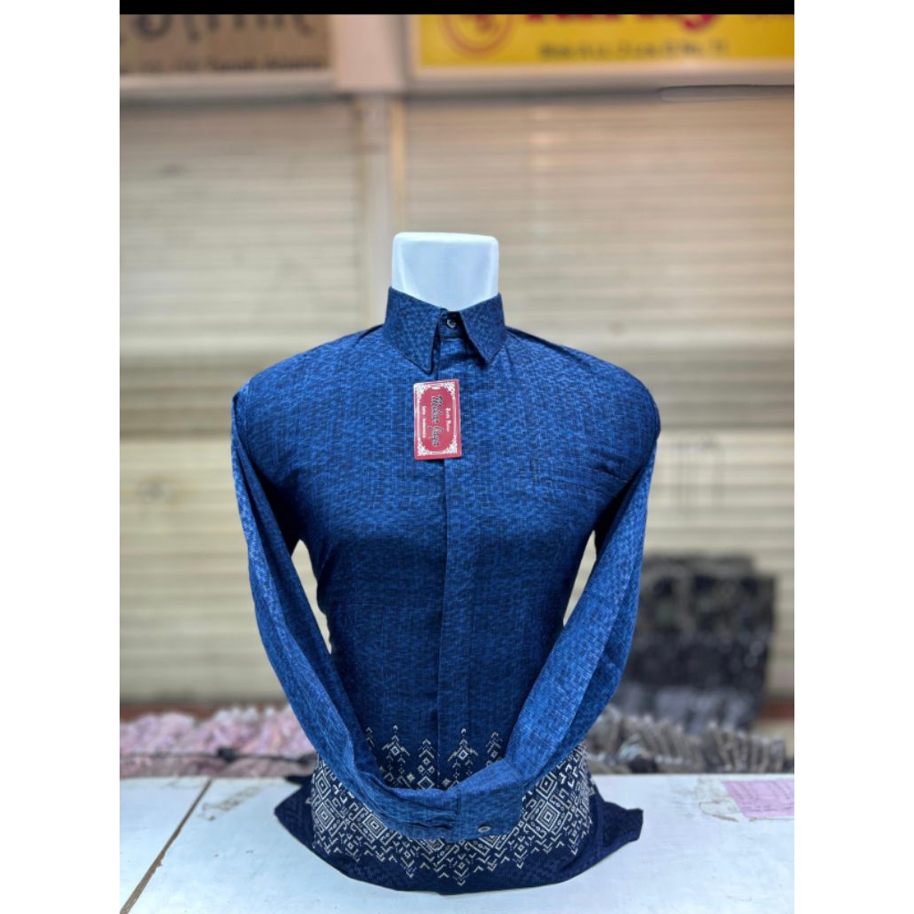 batik doby couple ayah anak bahan doby premium warna biru navy muda premium quality cod